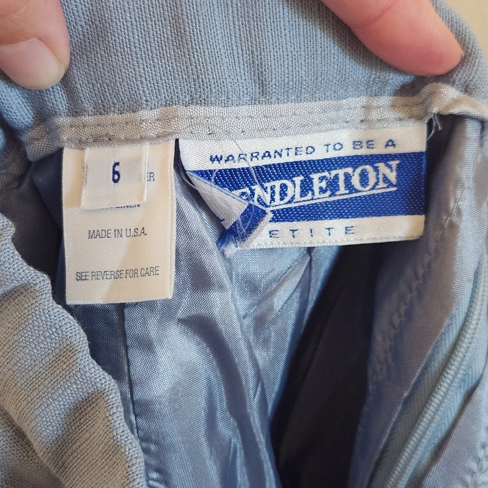 Vintage Pendleton Linen Blend‎ Skirt Blue Womens Size 6 Petite